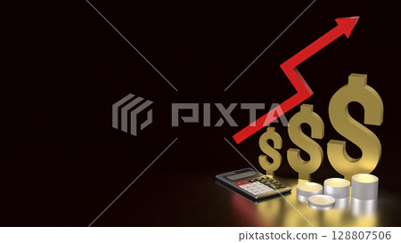 The Gold Dollar and Arrow up for Business concept 3d Rendering. 128807506