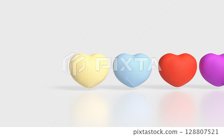 The Multi Color Heart for Health or Love concept 3d Rendering 128807521