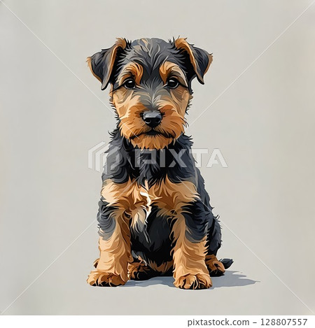 可愛的坐著的威爾斯梗小狗 128807557