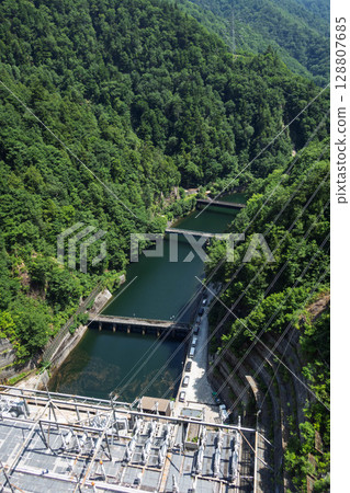 View downstream from Yagisawa Dam, Minakami Town, Gunma Prefecture View downstream from Yagisawa Dam, Minakami Town, Gunma Prefecture 128807685