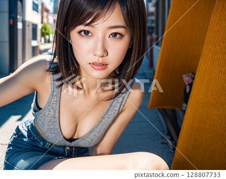 在訓練館休息的女人 128807733