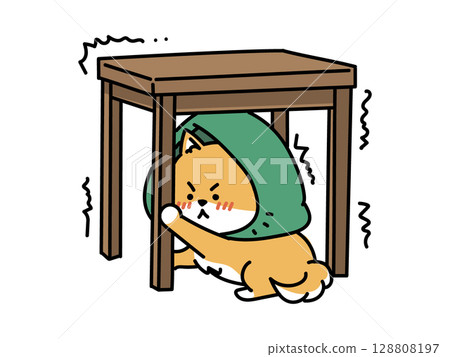 It's an earthquake! Take shelter under a desk - Shiba Inu version 128808197