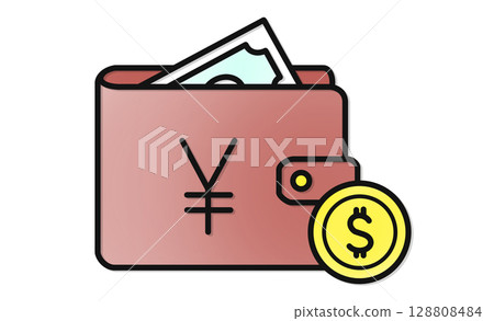 帶有錢包和貨幣符號的省錢圖標 帶有錢包和貨幣符號的省錢圖標 128808484