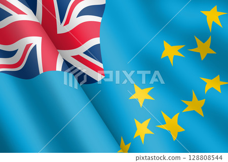 Tuvalu waving flag 3d illustration Tuvalu waving flag 3d illustration 128808544