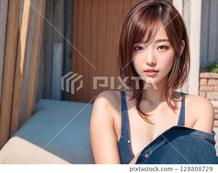 Summer portrait of a young lady 128808729