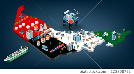 United Arab Emirates oil and gas industry concept with Energy and Power on flag background. United Arab Emirates oil and gas industry concept with Energy and Power on flag background. 128808751