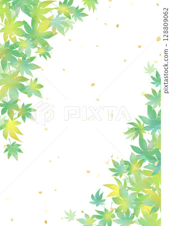 藍色楓葉框-綠色漸變 128809062