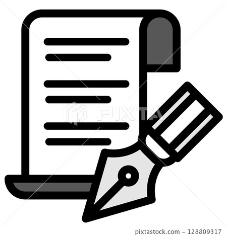 Illustration icon material: Fountain pen document file 141 128809317