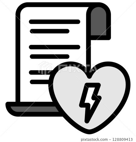 Illustration icon material: Heart document file 153 128809413