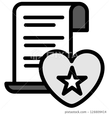 Illustration icon material: Heart document file 154 128809414