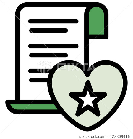Illustration icon material: Heart document file 156 128809416