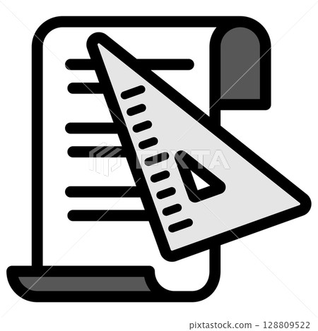 插圖圖示素材：三角尺檔013 128809522