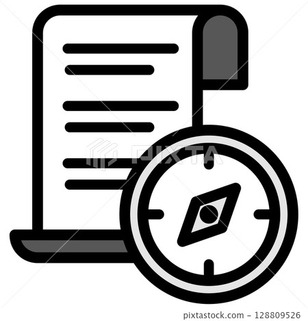 Illustration icon material: Compass document file 159 128809526