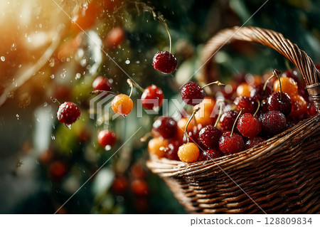 Flying Cherry Basket 128809834