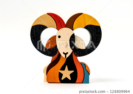 牡羊座彩色綿羊和星星圖標 128809964