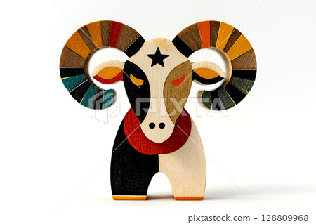 Aries colorful sheep and star icon 128809968