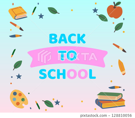 Back To School Text With Pink Ribbon Banner 128810056