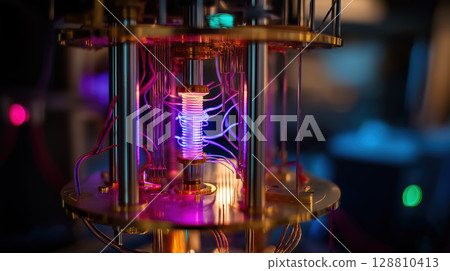 Quantum computer technology circuit futuristic glowing science laboratory innovation 128810413