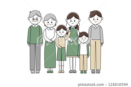 Illustration of a happy three generation family 128810594