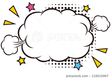 A cloud-shaped speech bubble with a pop American comic book design A cloud-shaped speech bubble with a pop American comic book design 128810907