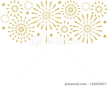Golden image of fireworks illustration card 128810917