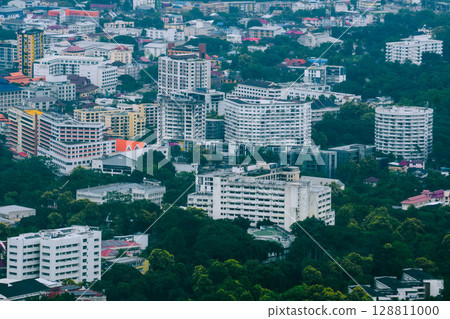 Aerial view of Chiang Mai cityscape, Thailand urban skyline with buildings and greenery Aerial view of Chiang Mai cityscape, Thailand urban skyline with buildings and greenery 128811000