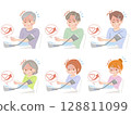Illustration set of family measuring blood pressure 128811099