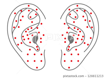 Illustrated illustration of ear acupressure points (both ears) 128811213
