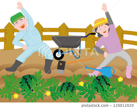 種植西瓜的家庭農民 種植西瓜的家庭農民 128812020