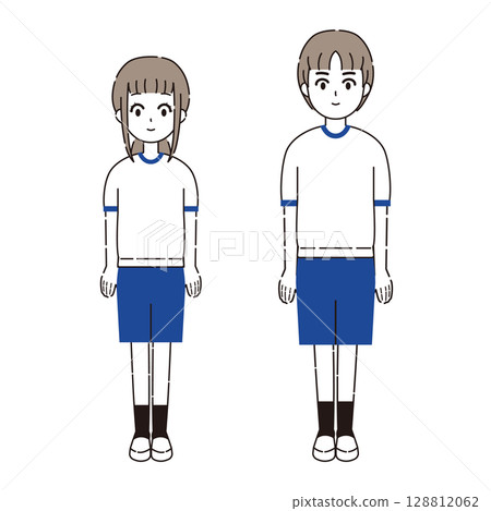 Set of illustrations of people wearing gym clothes 1 128812062