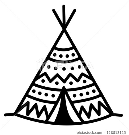 Indian tepee icon. tribal tipis vector sign. teepee symbol. flat style. 128812113