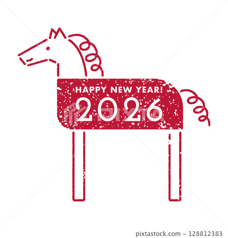 新年賀卡！馬年吉祥圖案的賀年圖 128812383