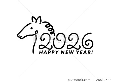 Horse illustration material perfect for New Year's cards! Horse illustration material perfect for New Year's cards! 128812388