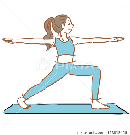 女人做瑜珈姿勢簡單插圖 128812436
