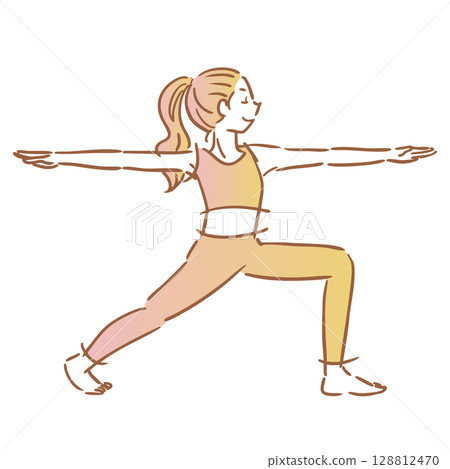 女人做瑜珈姿勢簡單插圖 128812470