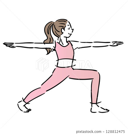女人做瑜珈姿勢簡單插圖 128812475