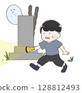 Illustration of a boy doing a test of courage 128812493