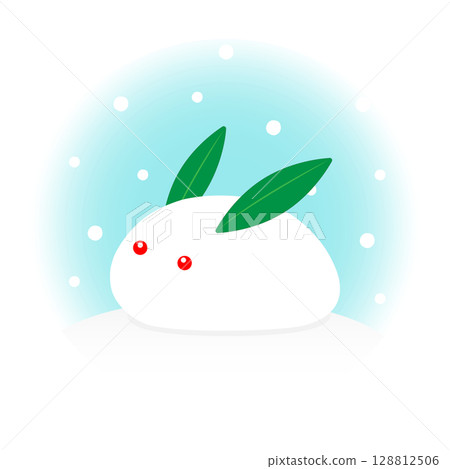 雪和雪兔的可愛插畫素材 雪和雪兔的可愛插畫素材 128812506