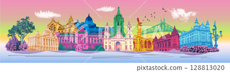 Art design of sights of Budapest at Hungary 128813020