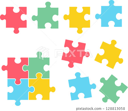 拼圖塊圖示說明 128813058