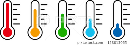 Thermometer icon set. Temperature level indicator symbols. Color Thermometer icon set. Temperature level indicator symbols. Color 128813065