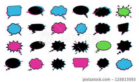 Give shape to your ideas! A cute, pop, hand-drawn style speech bubble set 128813093