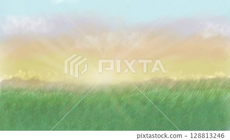 Landscape with rice and wheat fields 128813246