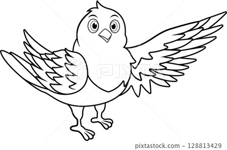 Cute pigeon cartoon waving wings Cute pigeon cartoon waving wings 128813429