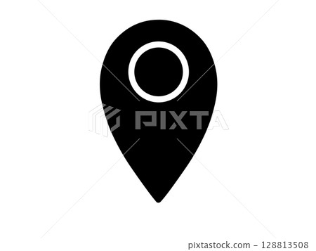 Simple map pin icon (black) 128813508