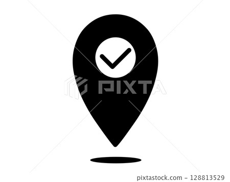 檢查點圖釘圖標，簡潔黑色 128813529