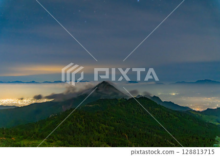 （長野縣）夏季在志賀高原和橫手山的日落點看到的星空 128813715