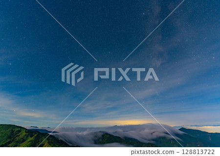 （長野縣）夏季在志賀高原和橫手山的日落點看到的星空 128813722