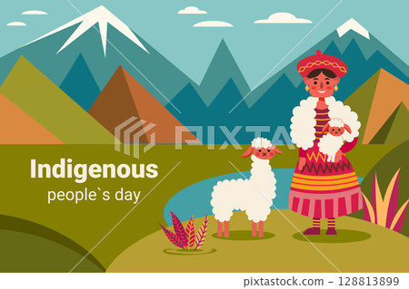 Andes women traditional culture illustration 128813899