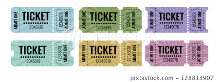 Vintage ticket templates set for scrapbook design Vintage ticket templates set for scrapbook design 128813907